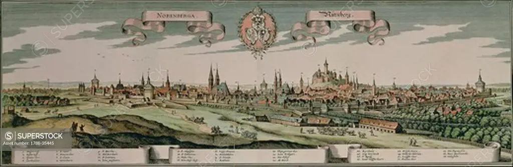 Germany, 18th century. View of Nuremburg city.