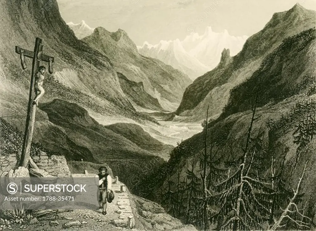 View of the Val Formazza, Italy, 19th Century.