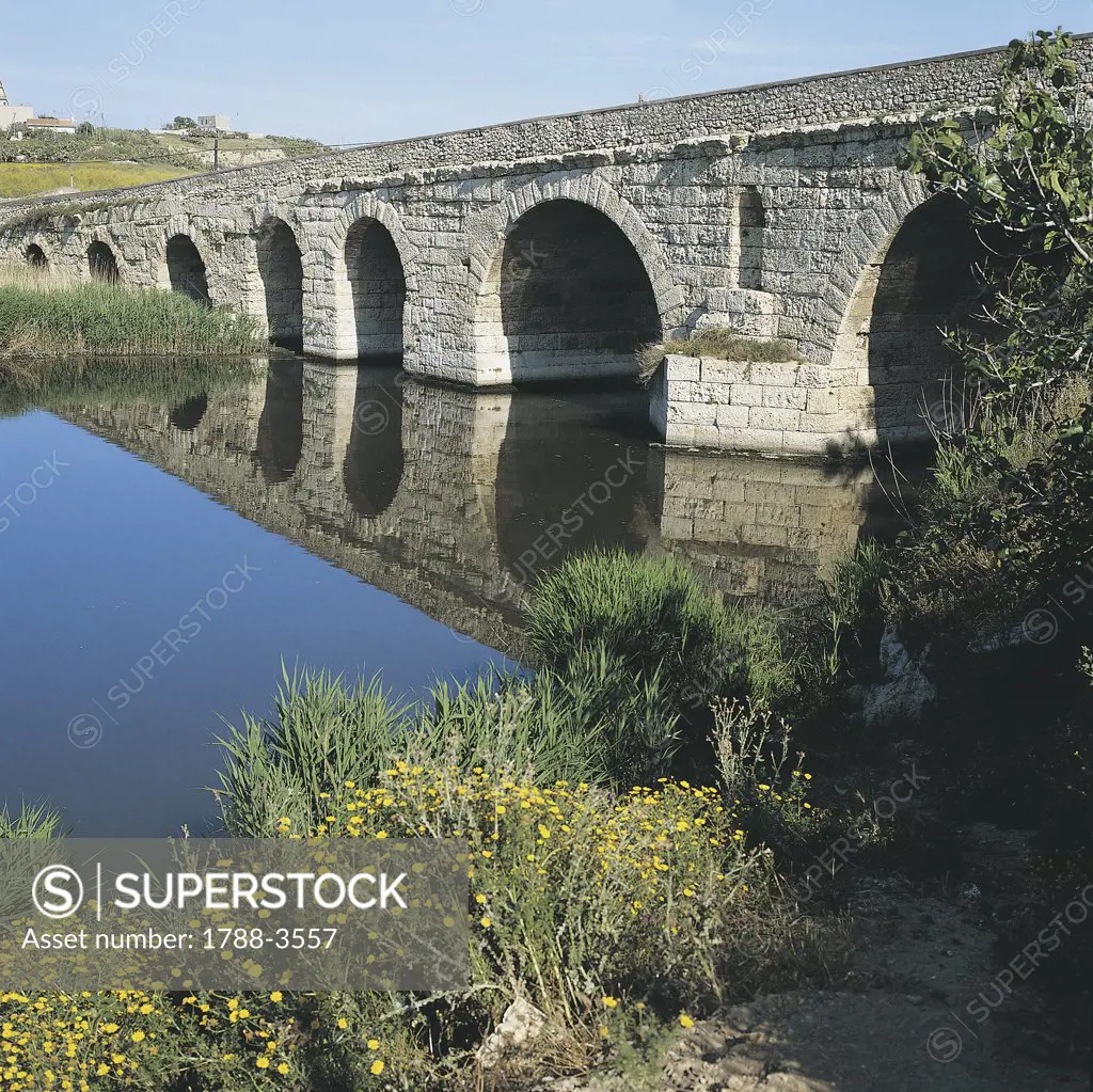 Bridge across a river, Roman Bridge, Porto Torres, Sardinia, Italy