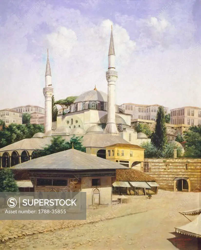 Mihrimah Sultan Mosque in Istanbul, Turkey 19th century.