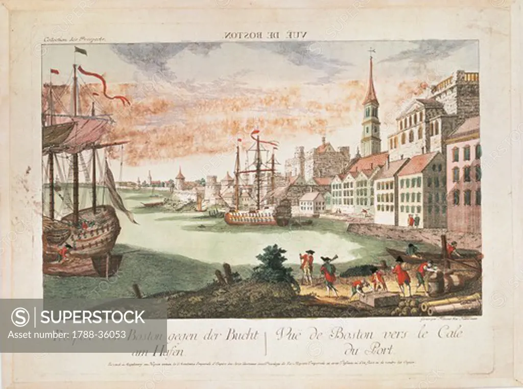 United States of America, 18th century. View of Boston.
