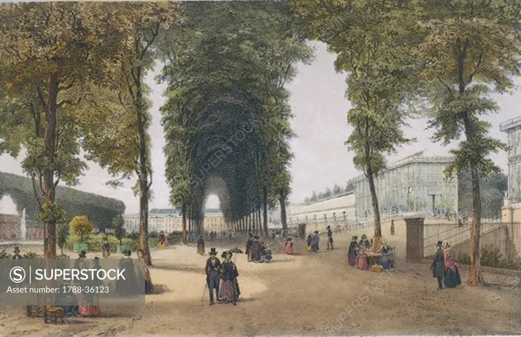 France, 19th century. Paris: Jardin des Plantes (Paris Botanical Garden). Engraving.