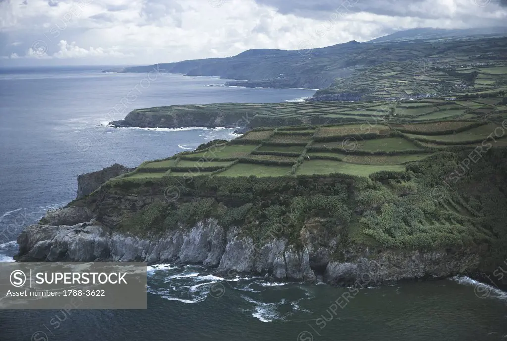 High angle view of the coast, Sao Miguel Island, Azores, Portugal