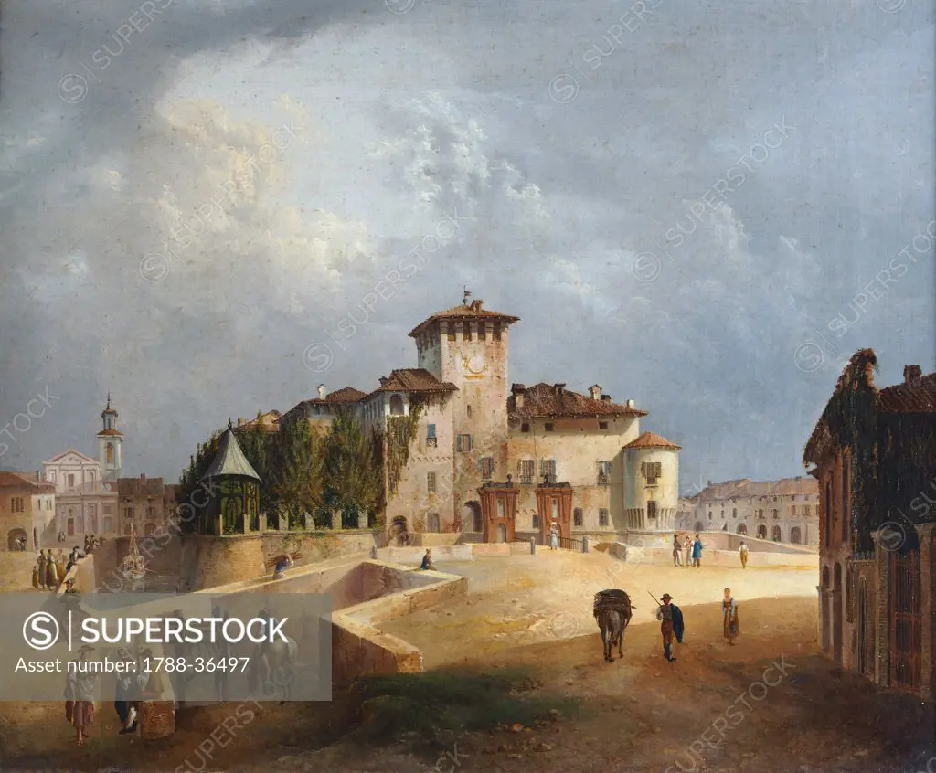 The fortress of San Vitale in Fontanellato, by Giuseppe Alinovi (1811-1848), Italy 19th Century.