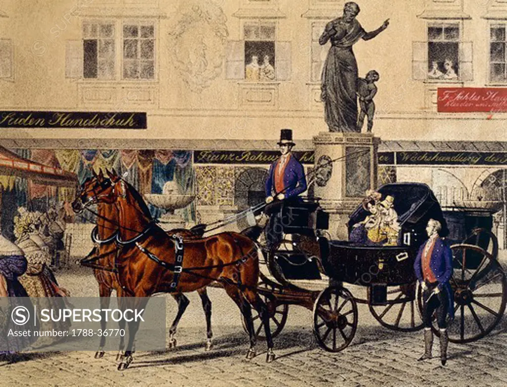 A walk along Graben Street (Ditch Street) in Vienna, Austria 19th Century.