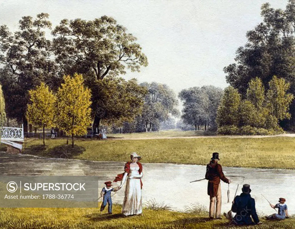 Laxemburg Castle Park in Vienna, Austria 19th Century.