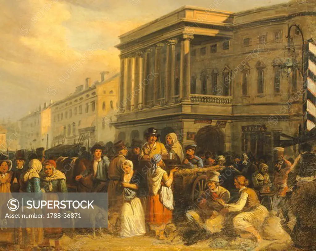Market day, Warsaw, Poland 19th century.