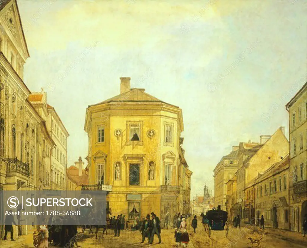 Old Warsaw, by Alojzi Misierowicz, Poland 19th century. Painting.