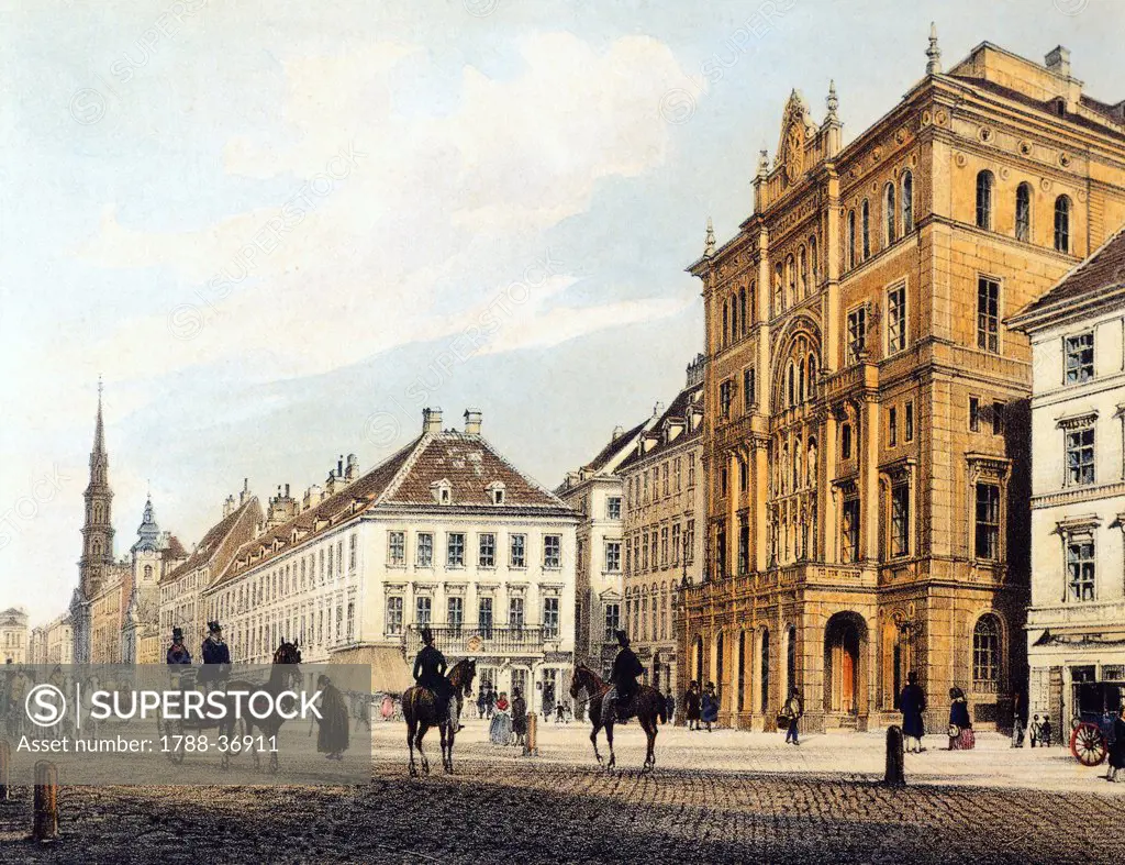 The Karl theatre in Vienna, Austria 19th Century. Watercolour.