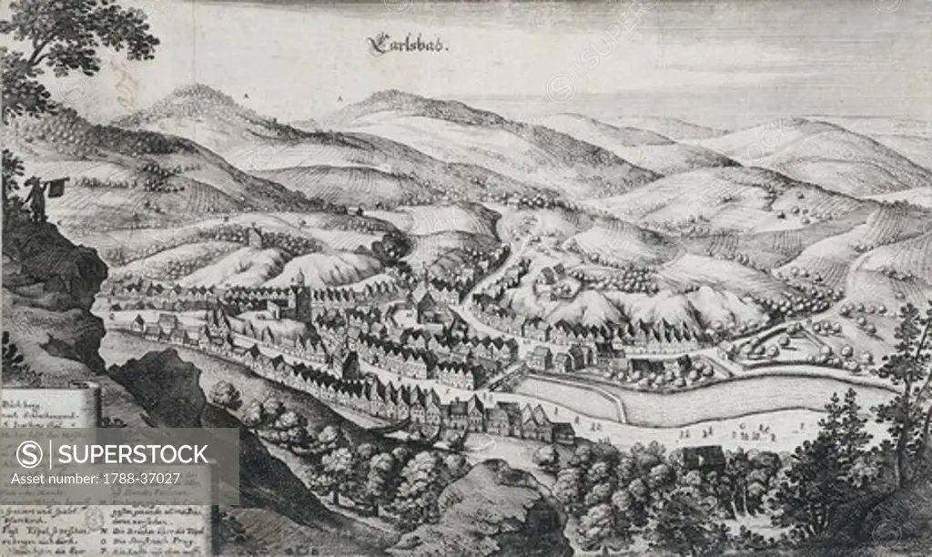 View of Carlsbad, Czech Republic 17th Century.