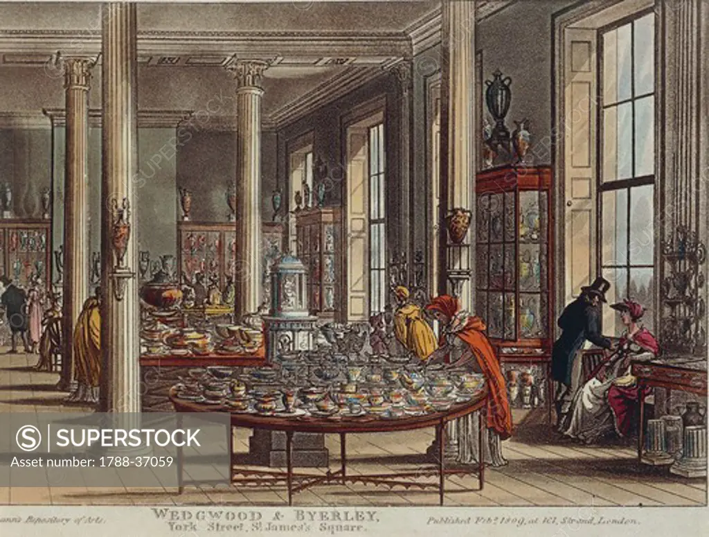 England, 19th century. London. Wedgwood and Byerley Shop, 1809.