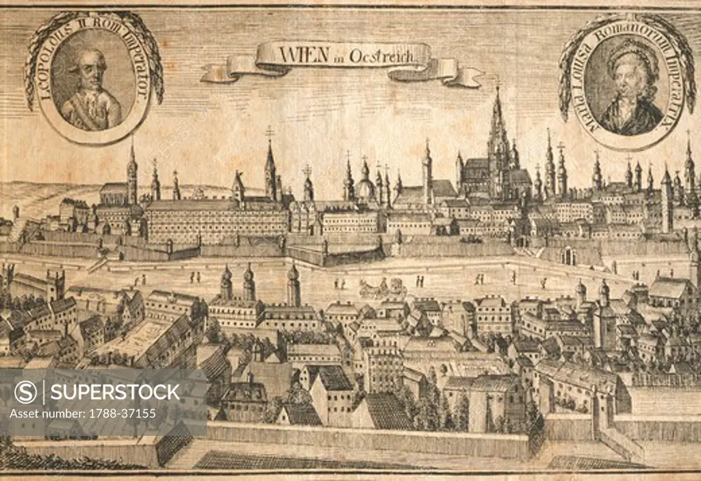 View of Vienna at the end of 18th century,  Austria 18th Century. Print.