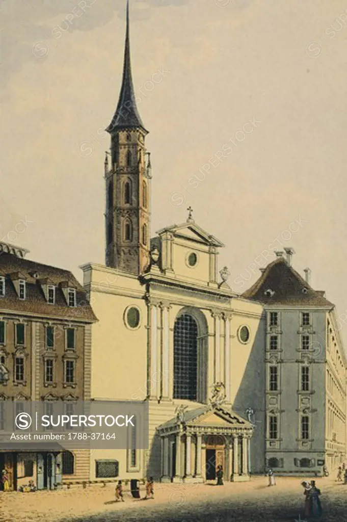 St Michael's Church in Vienna, Austria 19th Century. Print.