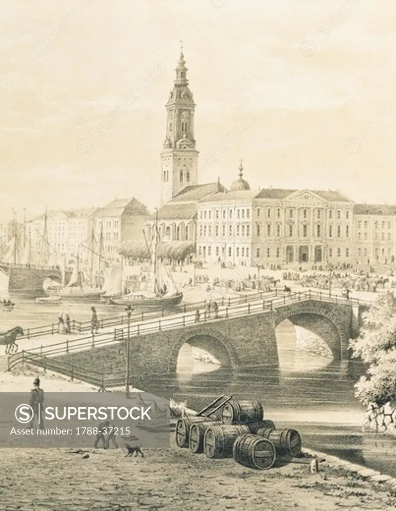 View of Goteborg, Sweden 19th century. Print.