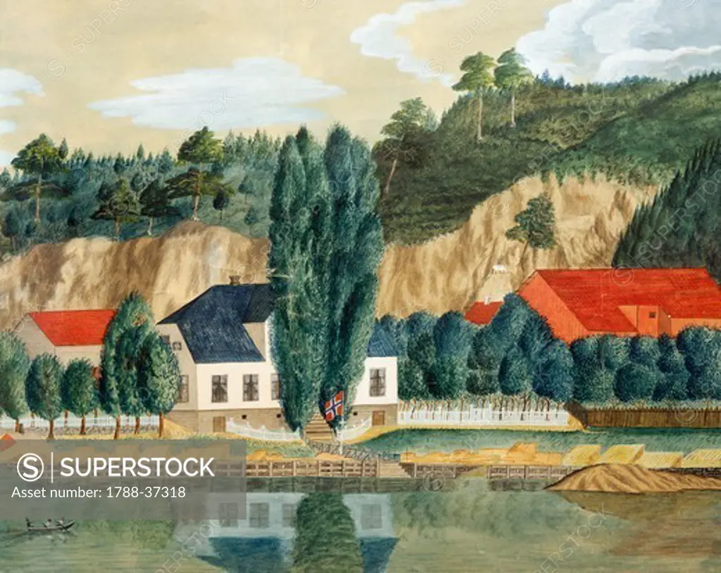 View of Christiania by Henrik Ibsen (1828-1906), Norway 19th century. Watercolor.