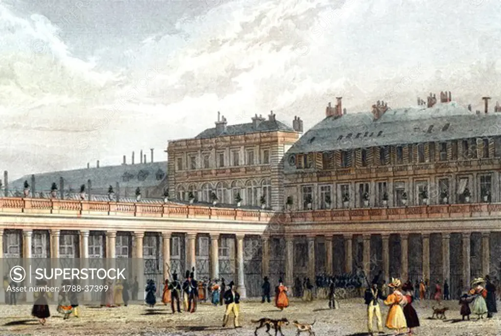 The Royal Palace, Paris, France 19th century. Engraving.