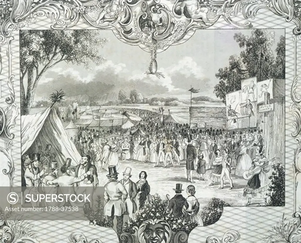 Festival in Vienna, Austria 19th Century. Print.