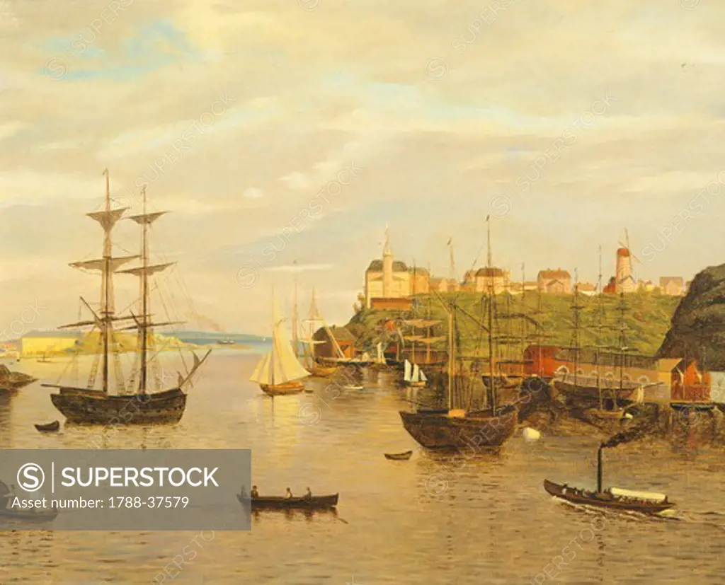 View of the harbour, by Johan Knutson, 1870, Finland 19th century.