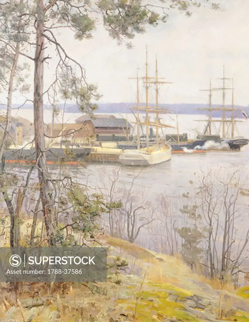 Sornainen Port, Helsinki, by Victor Werterholm, Finland 19th century.