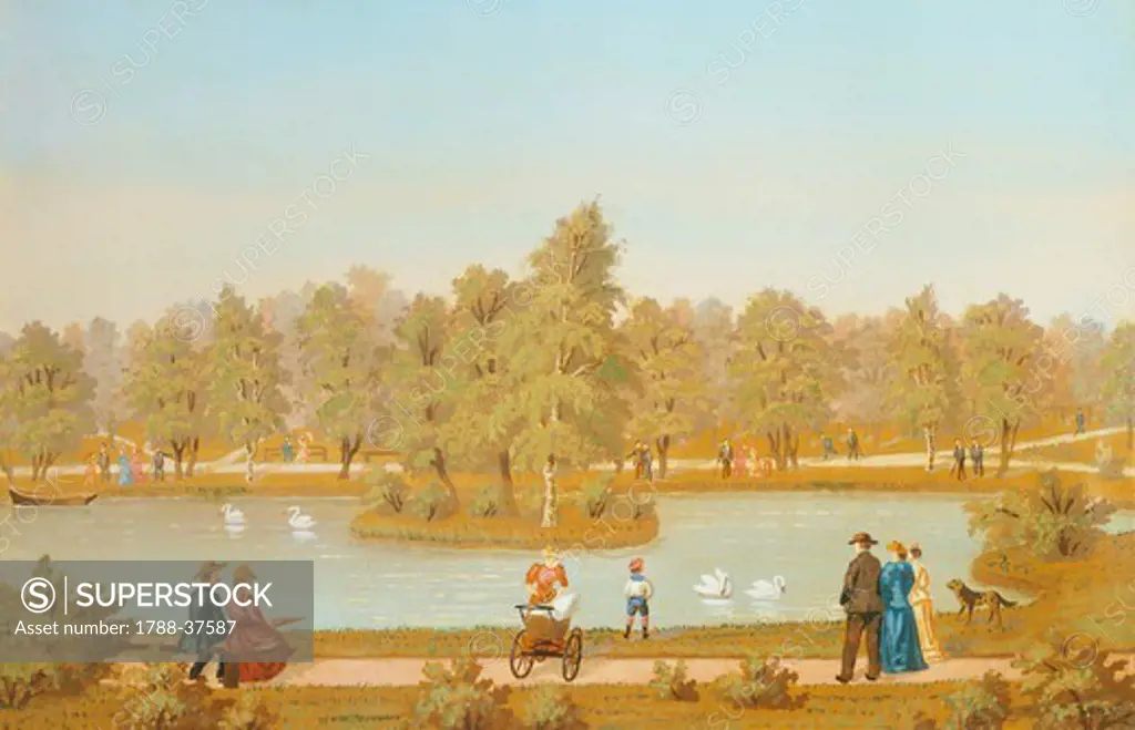 Swan Lake, 1881, Finland 19th century. Painting.