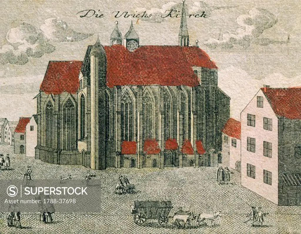 The Ulrichskirche in Halle, Germany 18th Century.