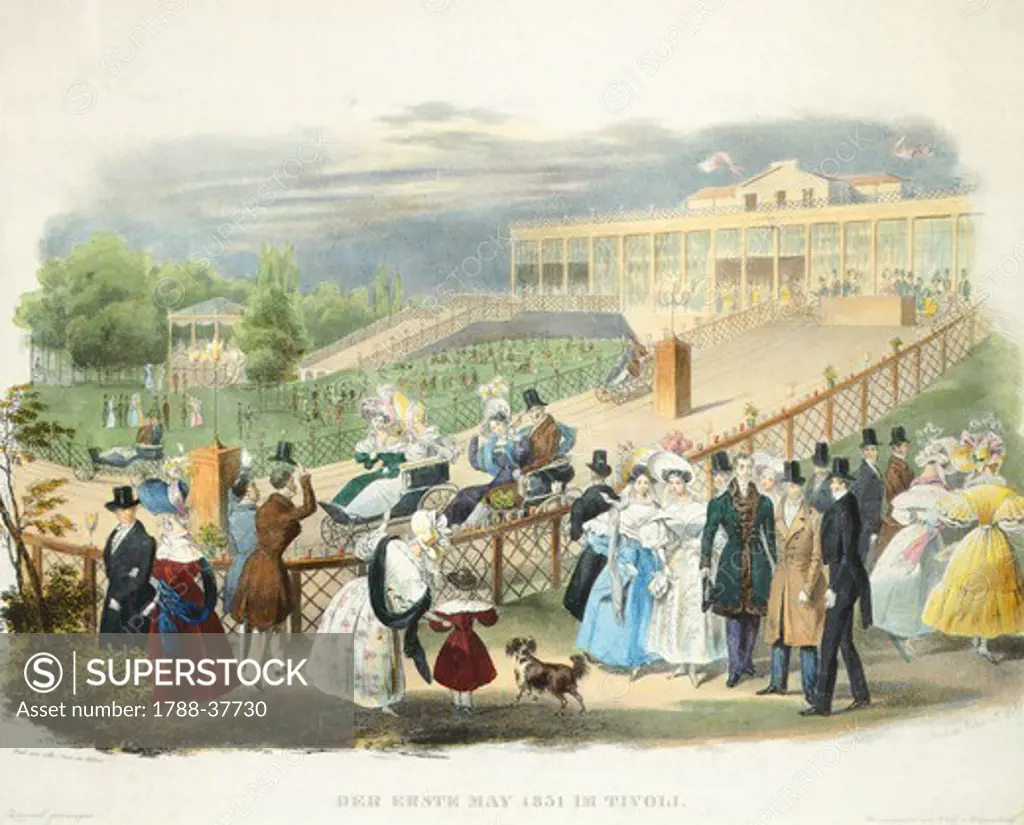 Wheelchairs Race at Tivoli Pavilion at Schoenbrunn, 1831, Austria 19th Century.