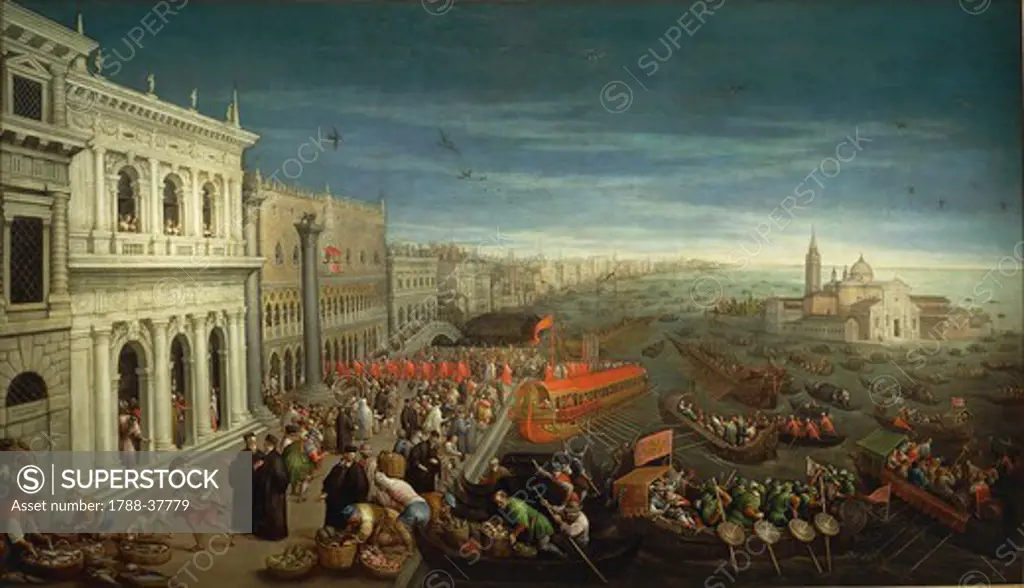Leandro Bassano (1557-1622). The banks of the Schiavoni in Venice.
