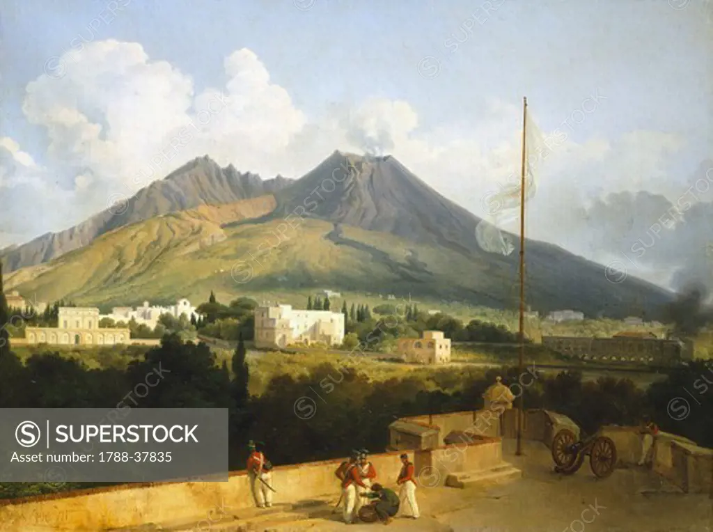 Mount Vesuvius seen from Granatello Fort near Naples, Italy 19th century.