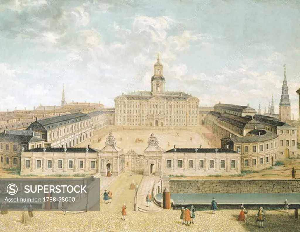Christianborg Castle in Copenaghen, Denmark 18th Century.
