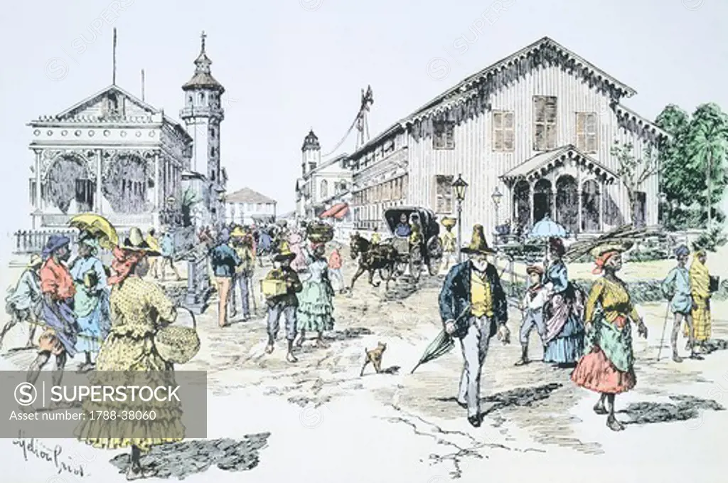 Scenes of everyday life, Georgetown, Guyana 19th century.