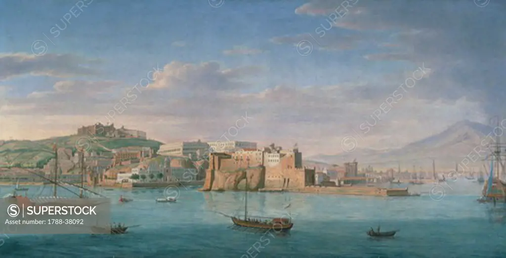 View of Naples from the sea, by Hendrick van Lint (1684-1763), Italy 18th century.