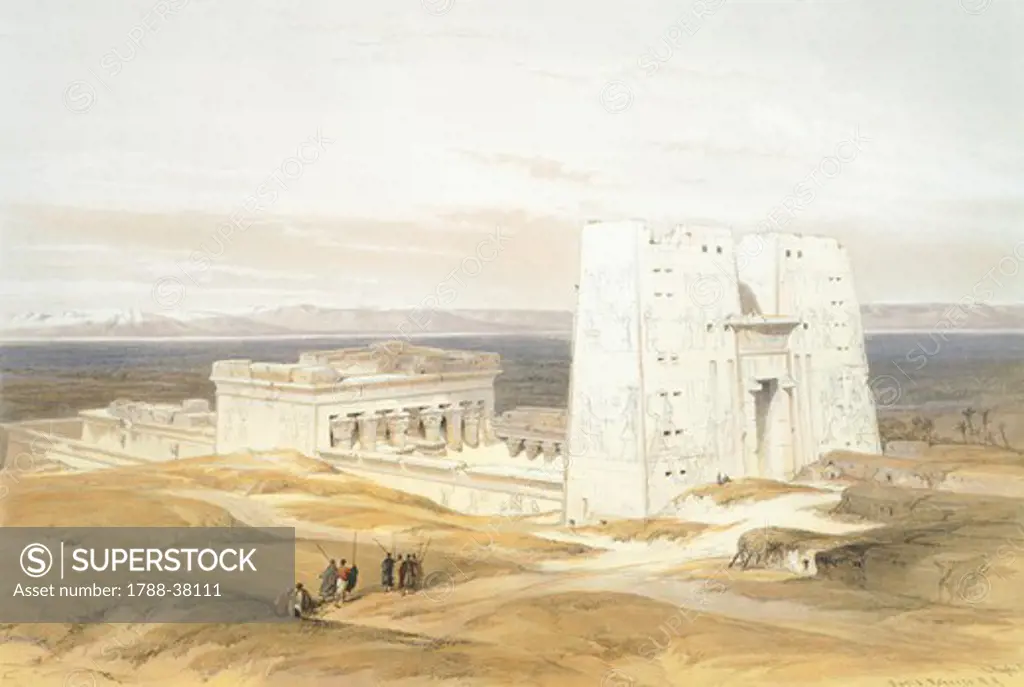 The Temple of Edfu, by David Roberts, Egypt 19th Century. Engraving.