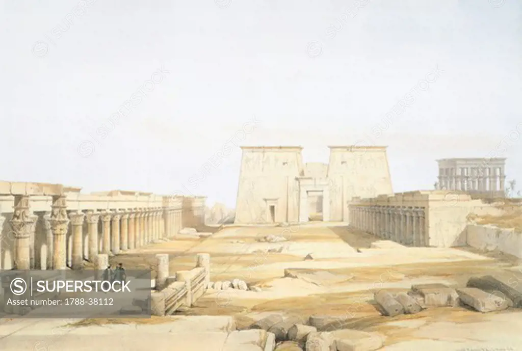 Luxor Temple, by David Roberts, Egypt 19th Century. Engraving.