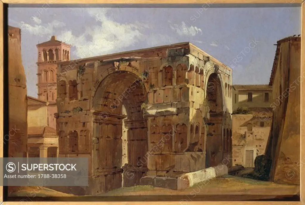 Ippolito Caffi (1809-1866). Rome. The Arch of Janus at the foot of Via Velabro.