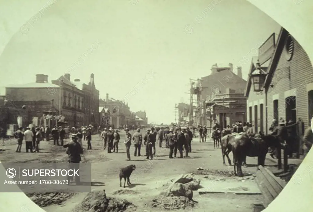 Commissioner Street in Johannesburg, 1889, South Africa 19th century.