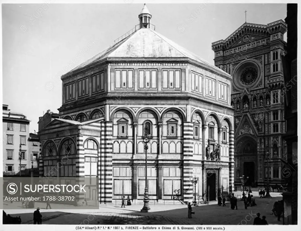 The Baptistery of San Giovanni Battista in Florence, Italy 20th Century.