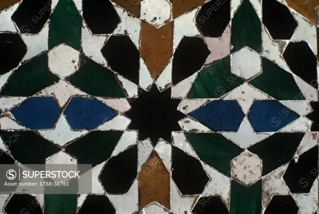 Spain - Andalusia - Granada. Alhambra (UNESCO World Heritage List, 1984). Detail, azulejo.