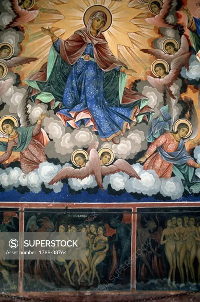 Bulgaria - Rhodope Mountains - Rila Monastery (UNESCO World Heritage List, 1983). Fresco