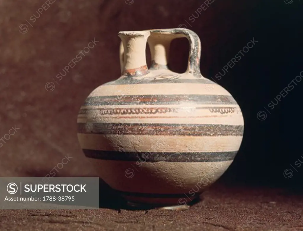 Prehistory, Italy, Bronze Age. Stirrup jar from Porto Perone, Taranto.