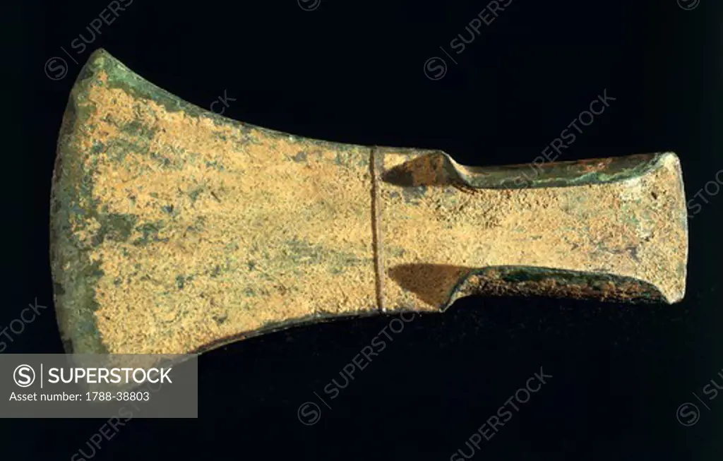Prehistory, Italy, Iron Age. Hallstatt Period, bronze ax from Torrebelvicino, Vicenza province.