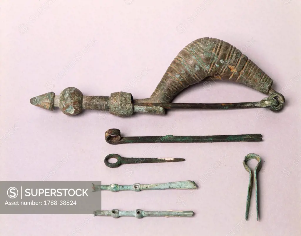 Prehistory, Italy, Iron Age. Finds from Golasecca (Varese province), tools.