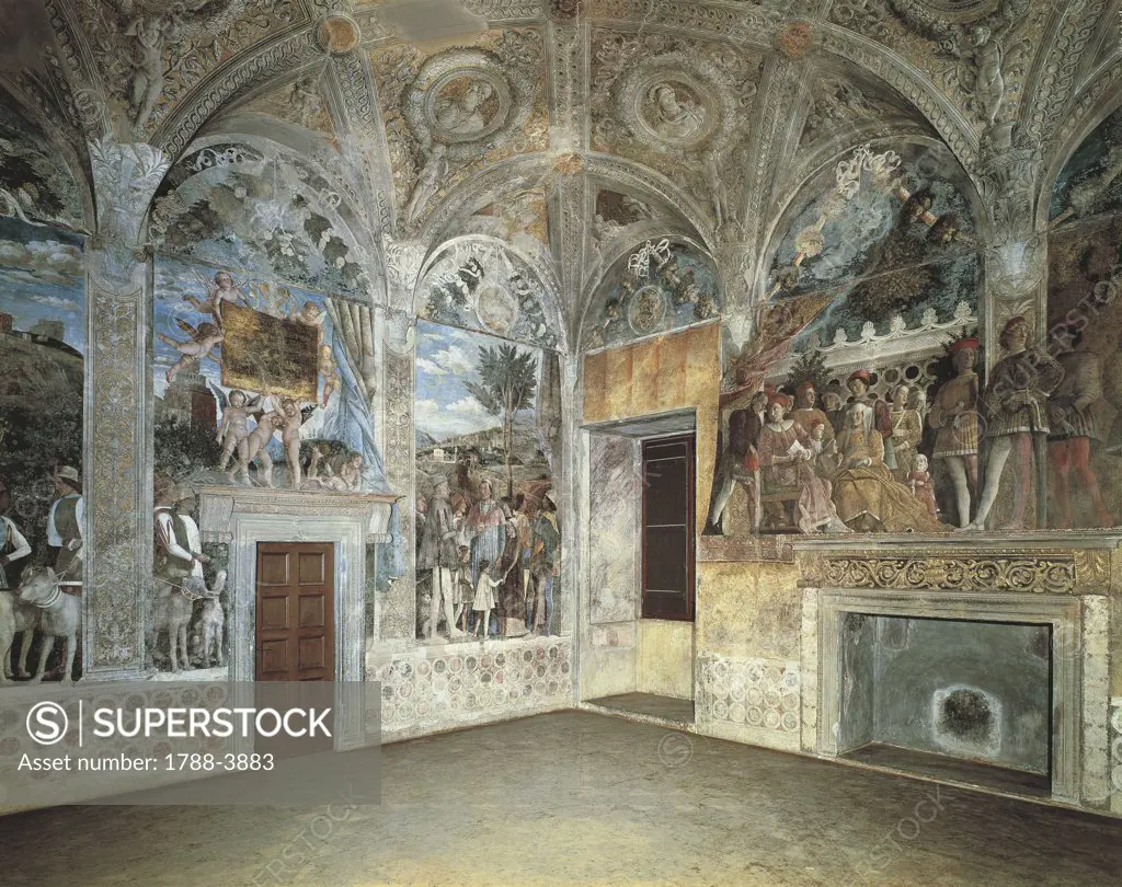 Close-up of paintings on the wall of a palace, Ducal Palace, Mantua, Lombardy, Italy