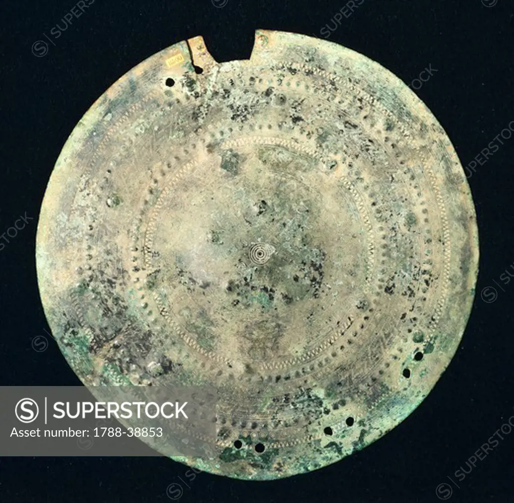 Prehistory, Italy, Bronze Age. Votive disk. From Colfiorito, province of Perugia.