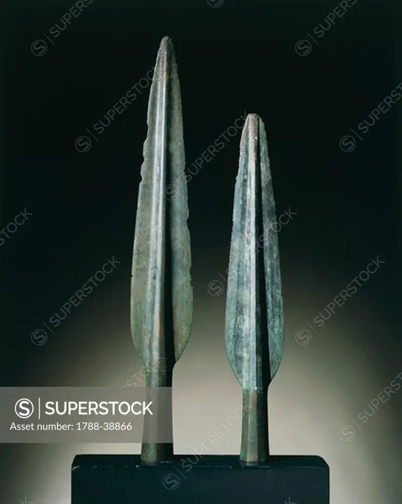 Nuragic civilization. Spear heads. From Sardinia Region.
