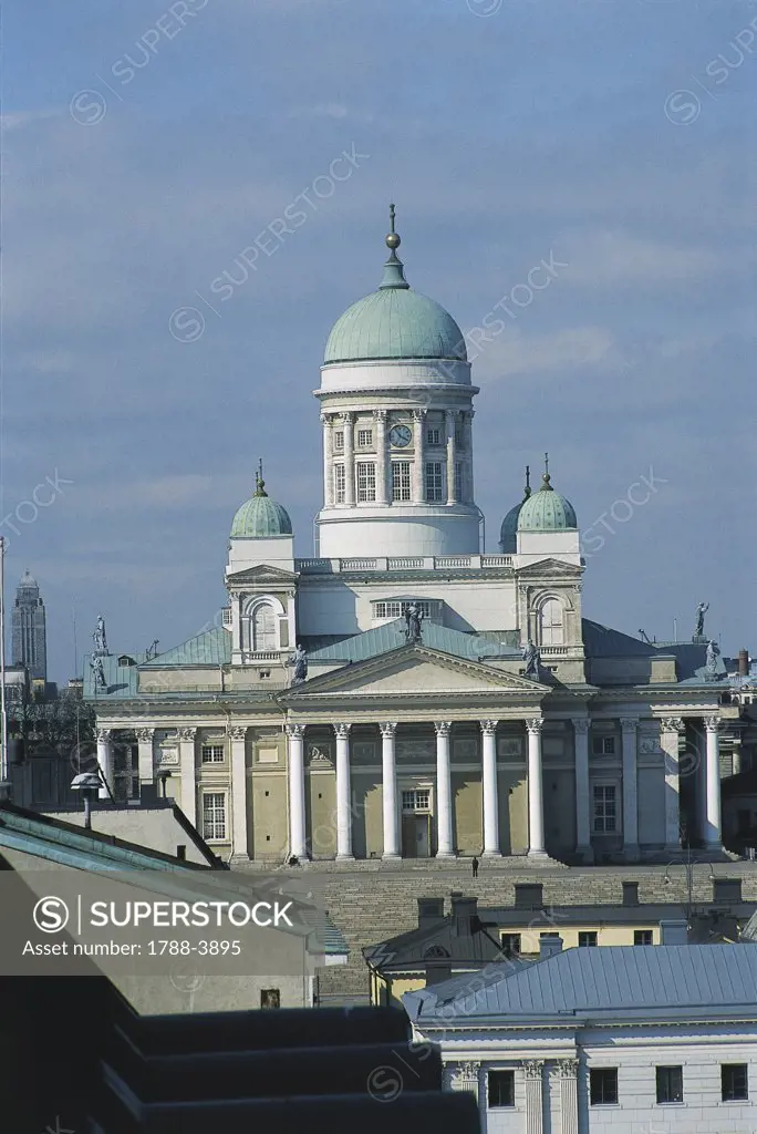 Facade of a cathedral, Luthern Cathedral, Helsinki, Finland