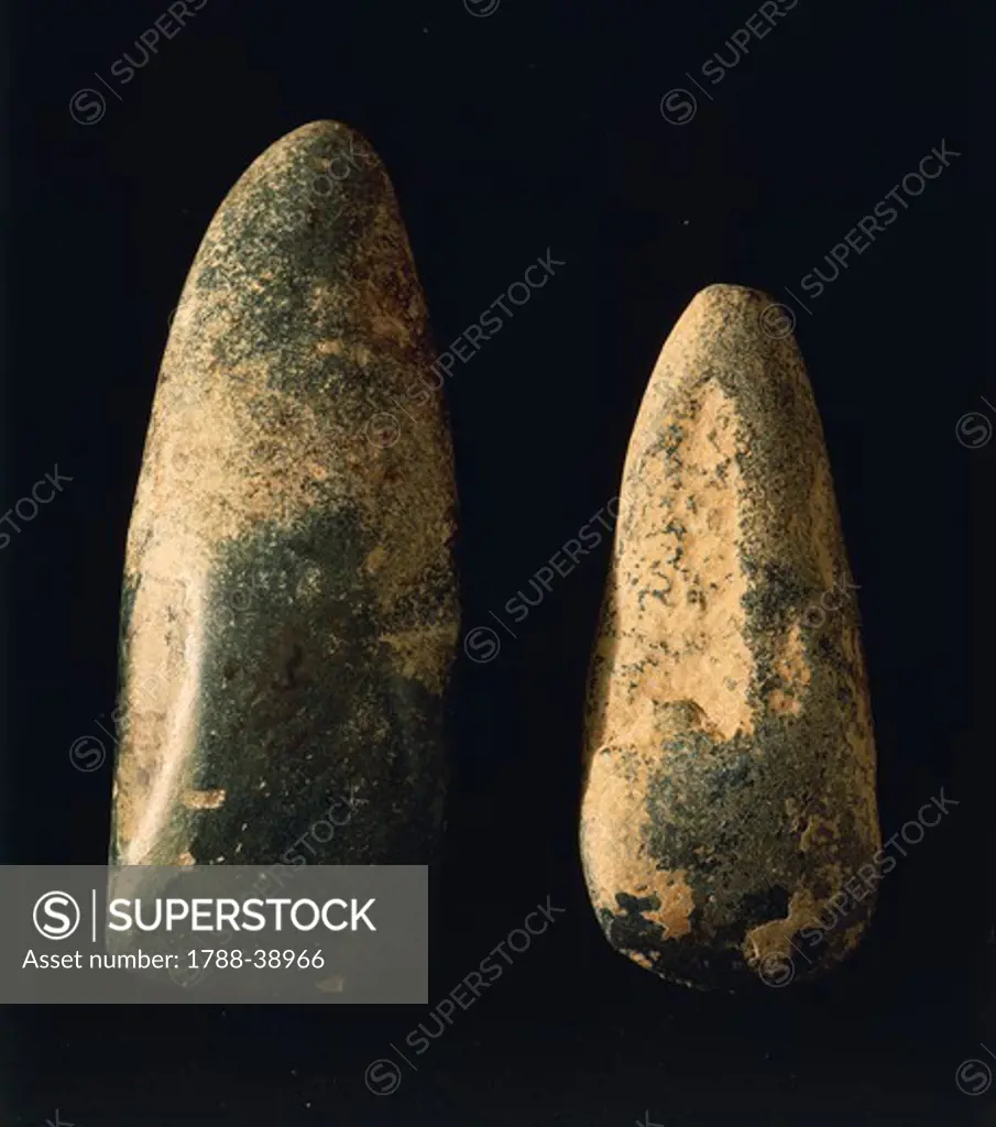 Prehistory, Italy, Paleolithic. Large polished axes. From Marche Region.
