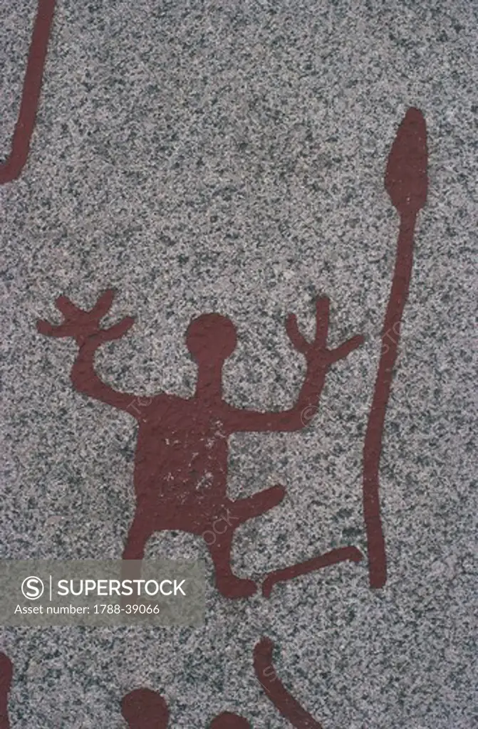 Sweden - Vitlycke museum. Rock carvings of Tanum or Tanumshede (UNESCO World Heritage List, 1994), Scandinavian Bronze Age.