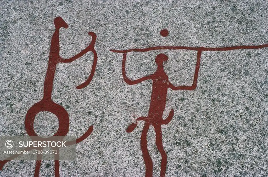 Sweden - Vitlycke museum. Rock carvings of Tanum or Tanumshede (UNESCO World Heritage List, 1994), Scandinavian Bronze Age.