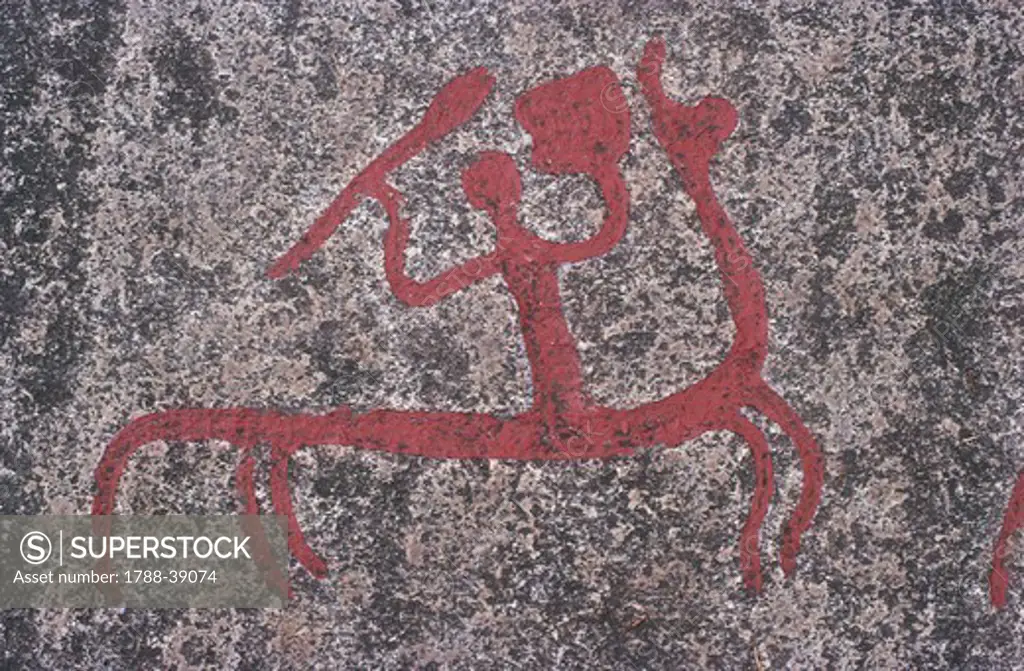 Sweden - Vastra Gotaland County - Aspeberget. Rock carvings in Tanum or Tanumshede (UNESCO World Heritage List, 1994), Scandinavian Bronze Age.