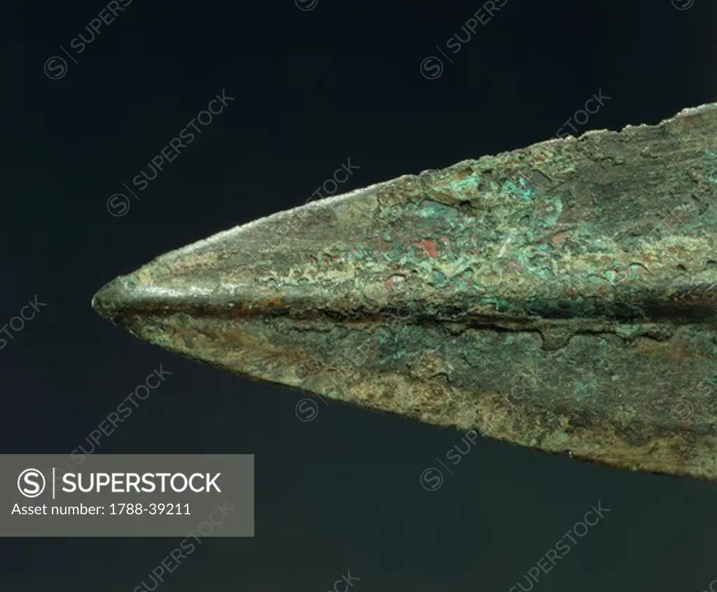 Prehistory, Italy, Bronze Age. Terramare culture. Spear head. From Emilia Romagna Region.